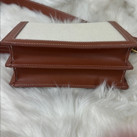 JW PEI Mini Flap Crossbody Beige Canvas & Vegan Camel Leather Trim Bag NWOT - Picture 11 of 15